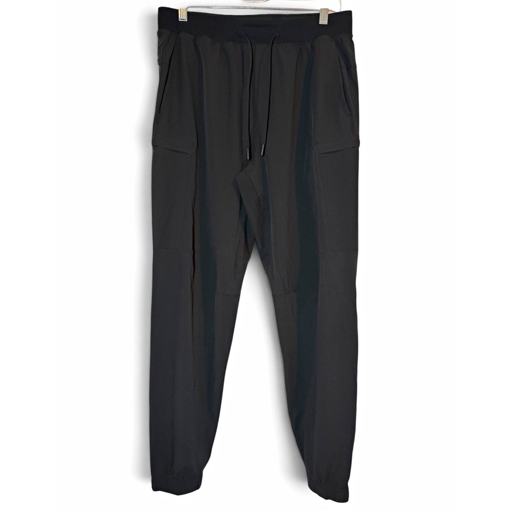Lululemon Mens M Black Jogger Pants Drawstring Zip Pocket Tapered Athletic Sport